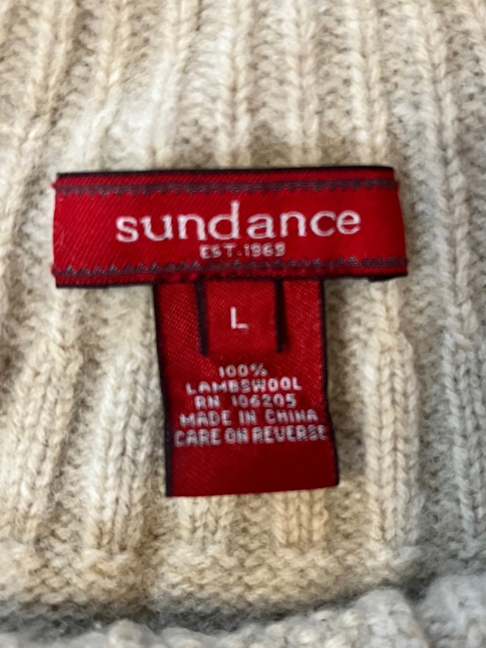 Sundance Lambswool Cardigan Sweater Cream Ribbed Cottagecore Womens Large - Picture 4 of 5